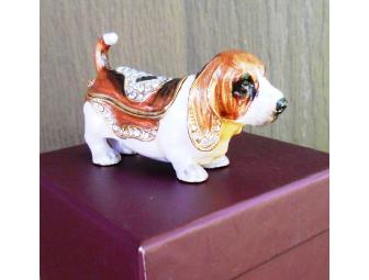 Jeweled Enamel Basset Trinket Box