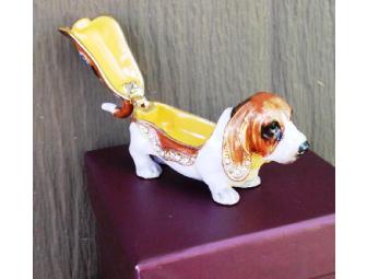 Jeweled Enamel Basset Trinket Box