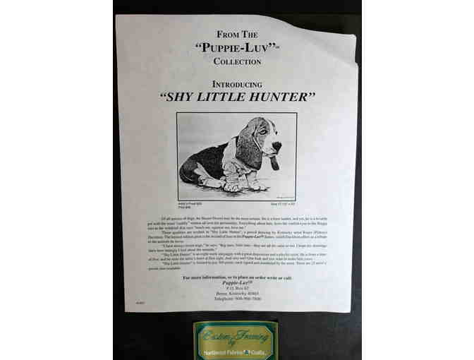 Framed Basset Hound Print 'Shy Little Hunter' by Roger 'Pidney' Davidson