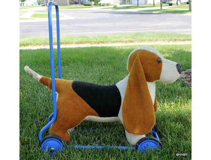 RARE ANTIQUE Push Along Basset Hound Riding Toy
