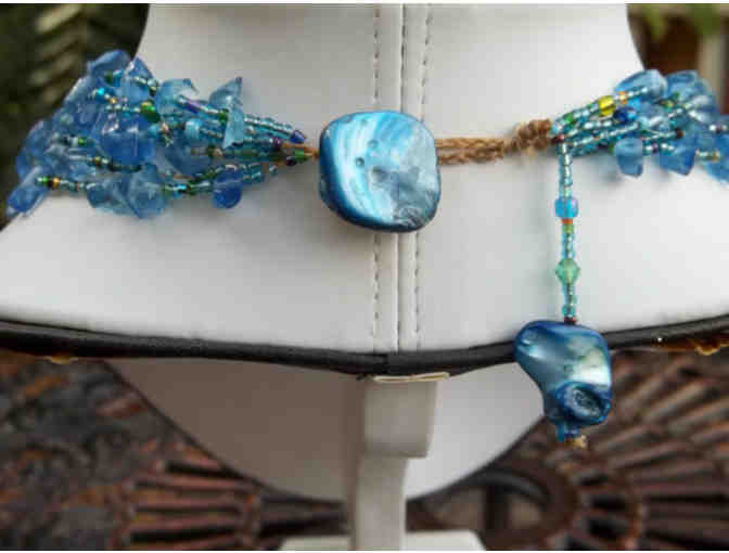 Handmade Blue Glass Bead Necklace