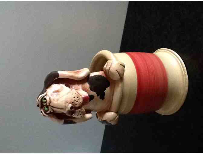 Handmade Ceramic Basset Hound Kitchen Tool Crock/Vase
