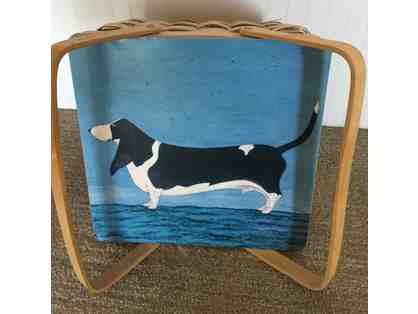 RARE- Retired Sampson the Basset Hound woven wood picnic basket
