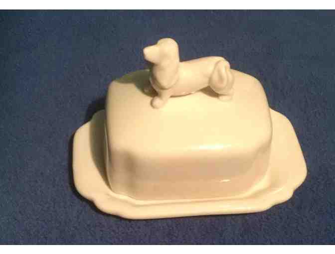 White Basset Butter Dish-UNIQUE/HARD TO FIND