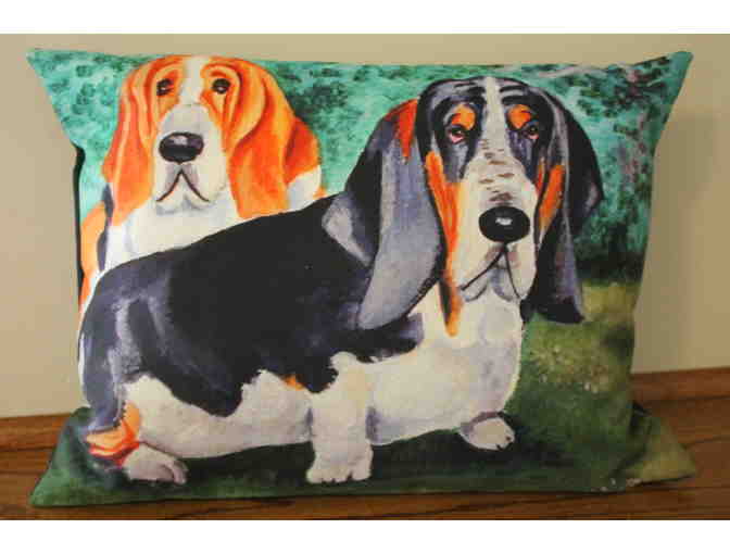 Basset Hound Double Trouble Rectangle Decorative Outdoor Pillow