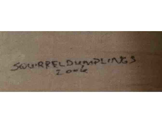 Framed Basset Original Folk Art - devil or angel?