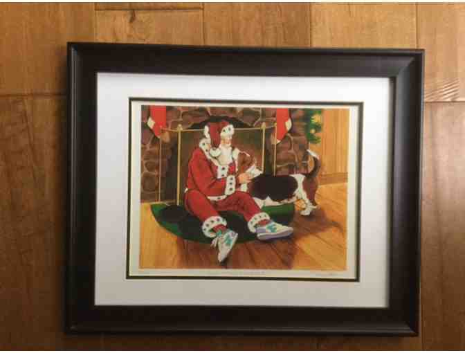 Santa and Basset, Art by Pam Posey Tanzey