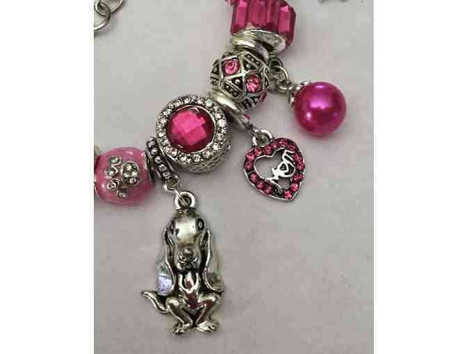 Basset Hound Bracelet BEST MOM Collection - FUCHSIA PINK