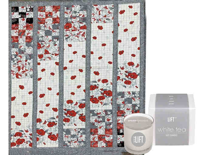 Poppies on Parade, Handmade Quilt from Bernina of Naperville + Candle