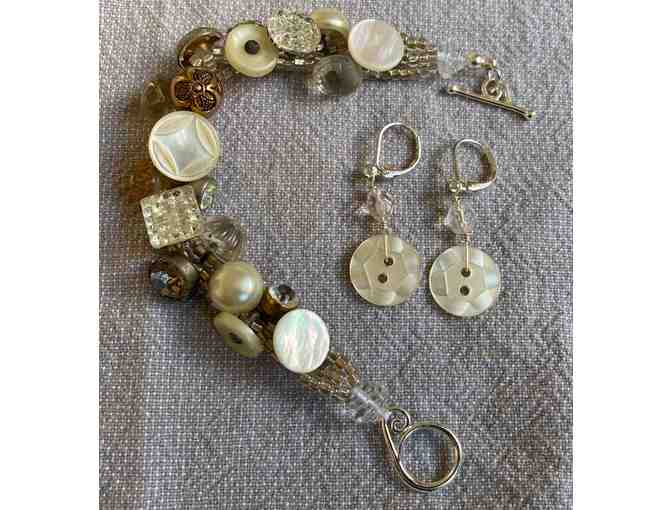 Vintage Button Bracelet and Earring Set