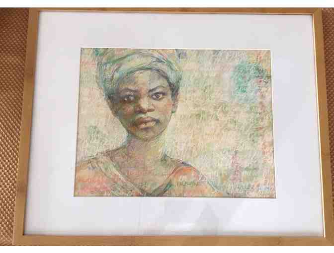 In Her Own Words Framed color original pencil drawing by Debra Balchen