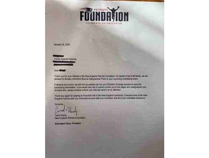 Kendrick Bourne- Patriot Autographed Photo