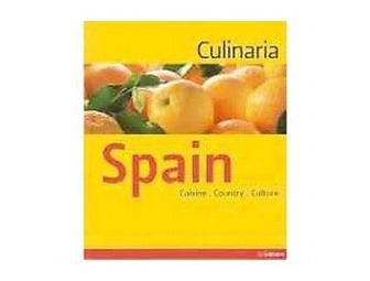 Basket brimming w/ Spanish cookbooks, Sangria Set, Paella Pan & Dinner Gift Certificate