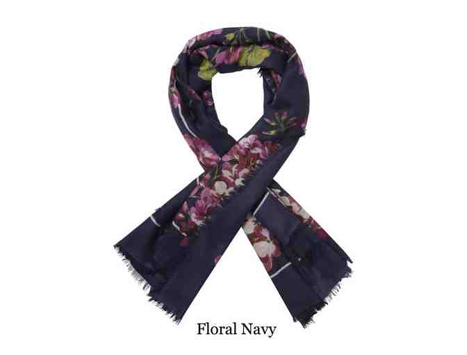 The Cashmere Sale of Marin: Reversible wrap and navy floral scarf