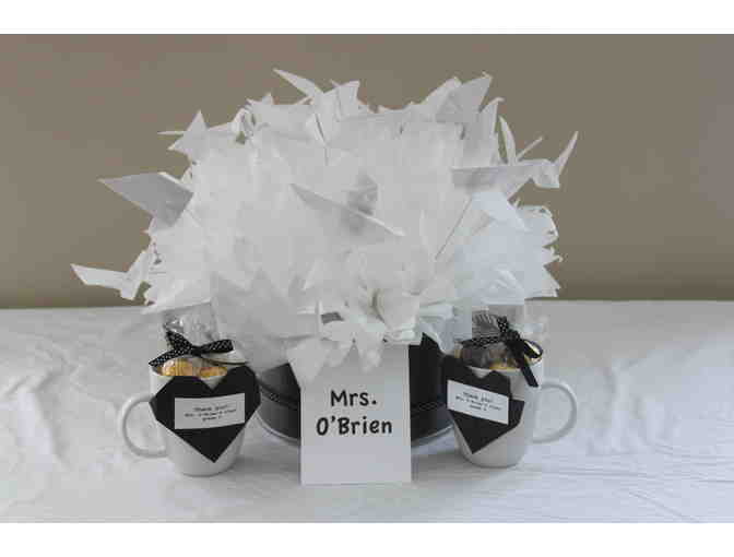 Mrs. O'Brien's origami and coffee centerpiece