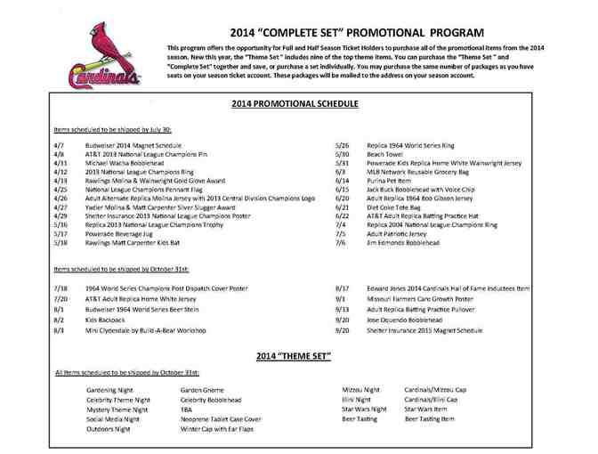 2014 St.Louis Cardinals Memorbilia Package
