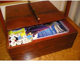 Wood Sewing Box and Books