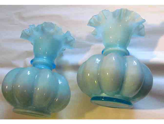 Fenton Art Glass with Blue Overlay, Melon Vase