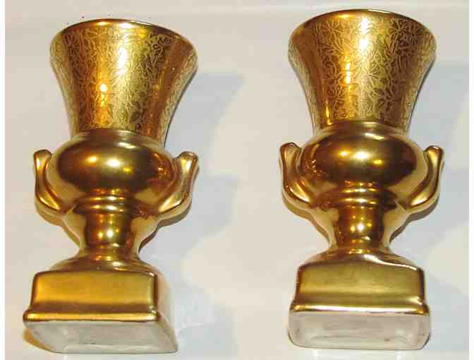 Wheeling Decorating China Urn Vases, set of two