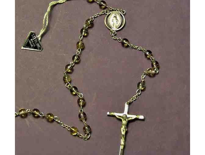 Rosary, Sterling Silver with Glass Beads