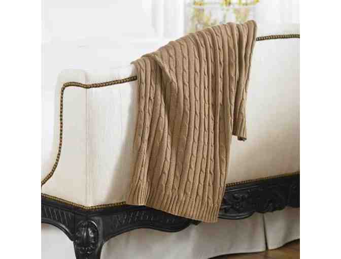 Ralph Lauren Cable Knit Throw Blanket - Camel