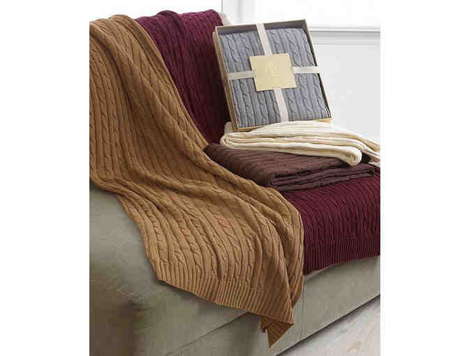 Ralph Lauren Cable Knit Throw Blanket -Burgandy
