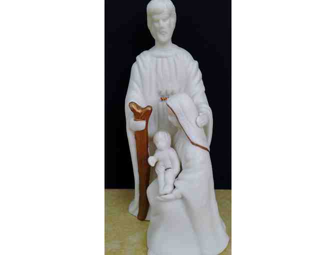 Holy Family Nativity Statue, white with gold accents
