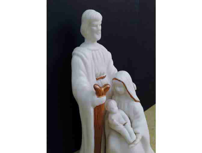 Holy Family Nativity Statue, white with gold accents