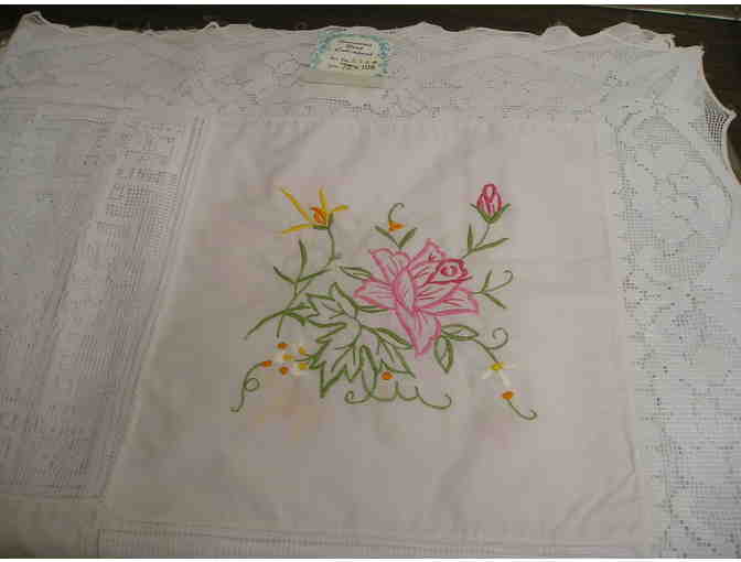 Hand Embroidered and Lace Tablecloth with Napkins