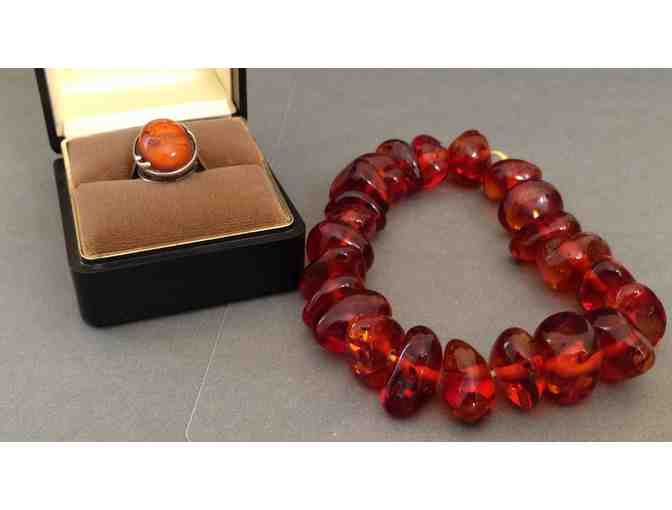 Amber Necklace, Bracelet and Ring