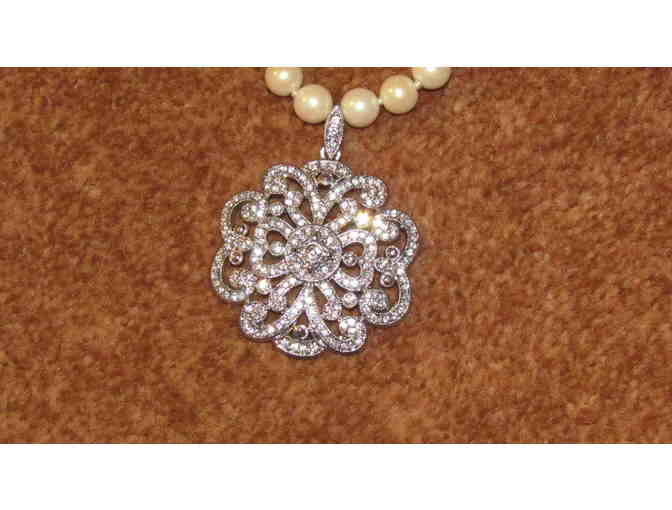 Crystal Pendant and Faux Pearl Necklace, by Carolee