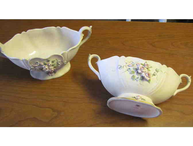 Vintage Lefton China Bowls, with Raised Sculpted Flowers, set of two