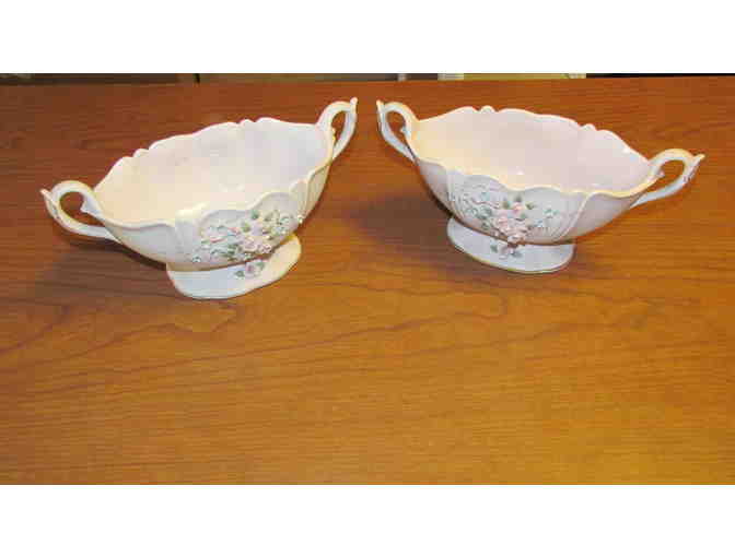 Vintage Lefton China Bowls, with Raised Sculpted Flowers, set of two