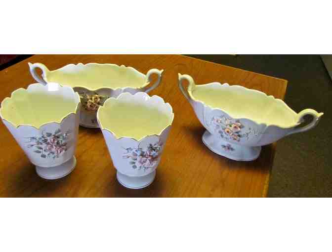 Vintage Lefton china, with Raised Sculpted Flowers, set of four