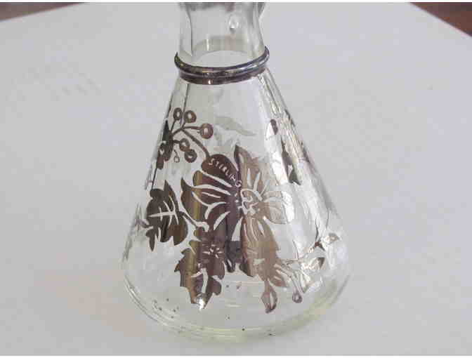 Clear Glass Cruet, with sterling flowers