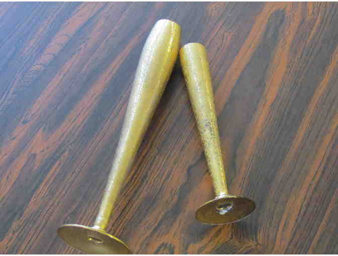 Vintage Gold Encrusted Flowers Glass Bud Vases, set of two