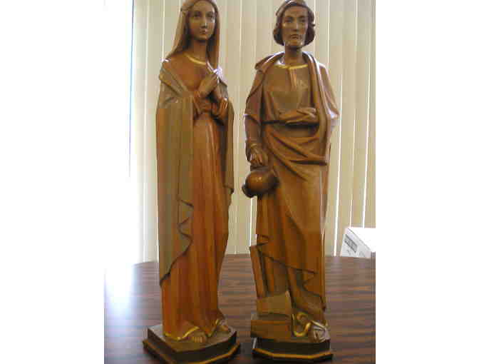 Mary and Joseph Wood Carved Statues