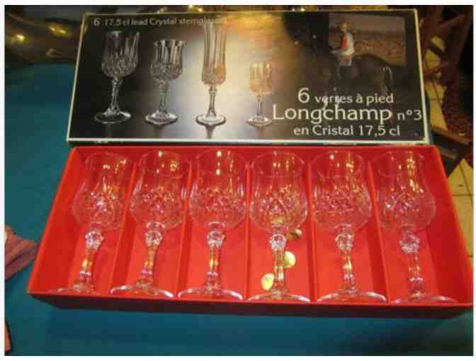 VINTAGE SET of 6 LONGCHAMP No. 3 Crystal Wine Glasses by CRISTAL D'ARQUES