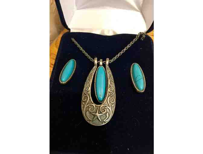 Antique Turquoise Pendant & Earring Set