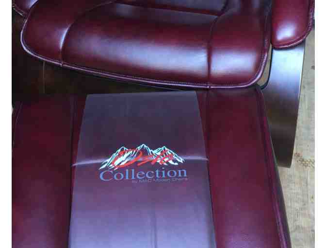 2-Piece Recliner With Matching Ottoman, Merlot Top Grain Leather