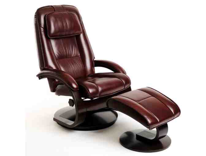 2-Piece Recliner With Matching Ottoman, Merlot Top Grain Leather