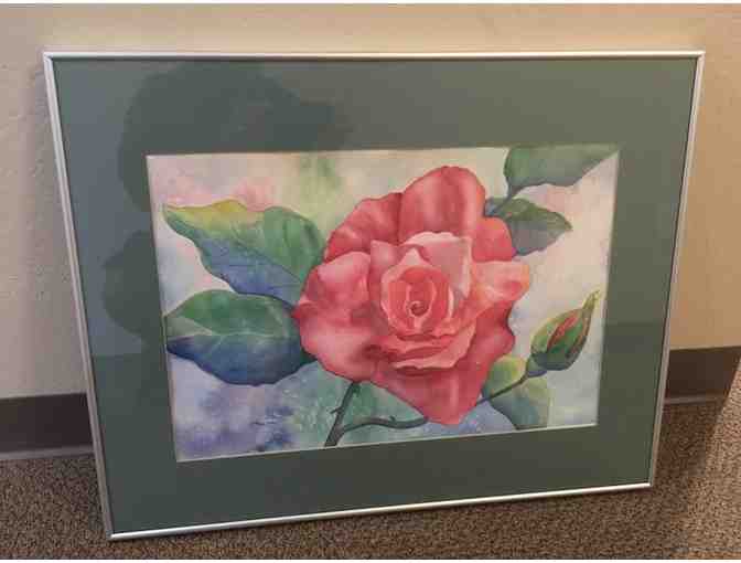 'Crimsen Rose' watercolor painting by Anni Jones
