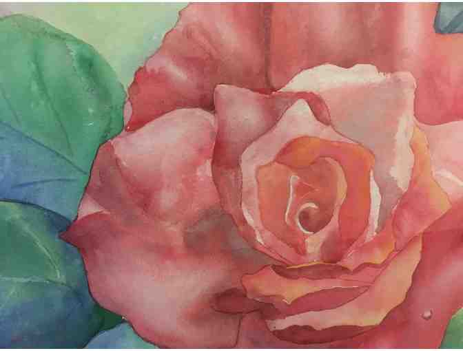'Crimsen Rose' watercolor painting by Anni Jones