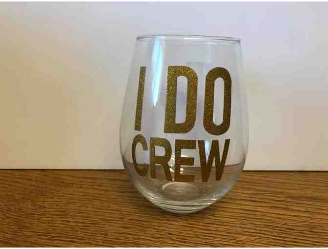 Bride and Groom Champagne Flutes and 'I Do Crew' glass