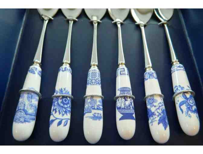 Blue Room Spode 6 Piece Teaspoon Set and 6 Piece Cheese Knife Spreaders