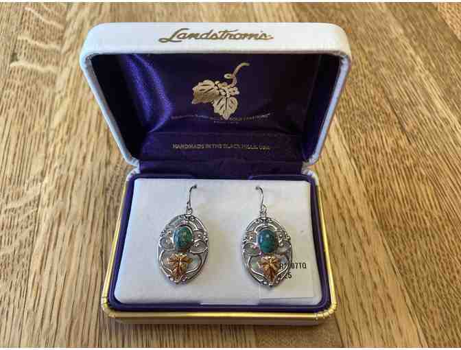 Black Hills Gold and Turquoise Earrings from Father and Son Jewelry