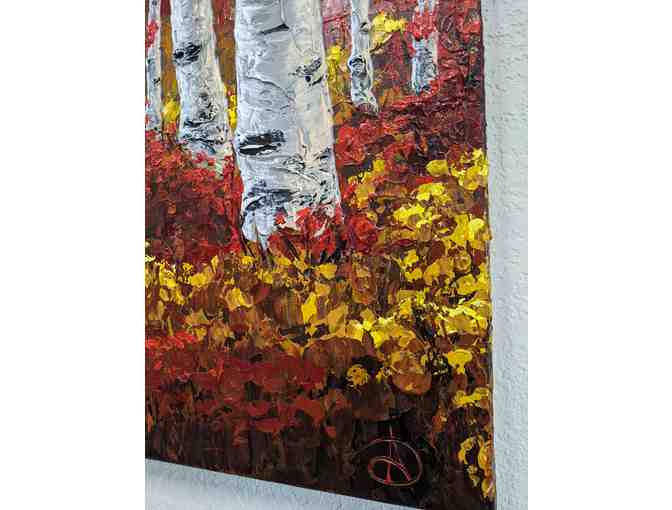 Scarlett Fall- Textured Acrylic Pallet Knife Painting by AngaleeOArt