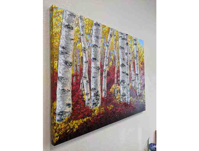 Scarlett Fall- Textured Acrylic Pallet Knife Painting by AngaleeOArt