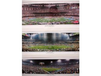 Framed Patriots Super Bowl Panoramic Photographs & Randy Moss Autographed Football
