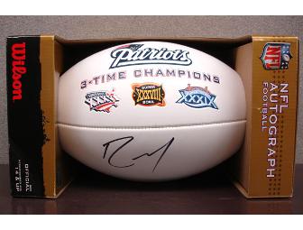Framed Patriots Super Bowl Panoramic Photographs & Randy Moss Autographed Football